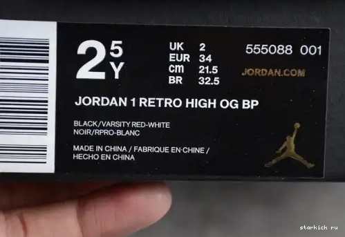 001 Jordan OG 1 Retro Bred High 001 Red Banned Black Air 555088  555088 Kid Kids  0513